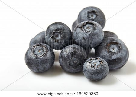 Blueberries (cyanococcus) isolated on white background nature, ripe,