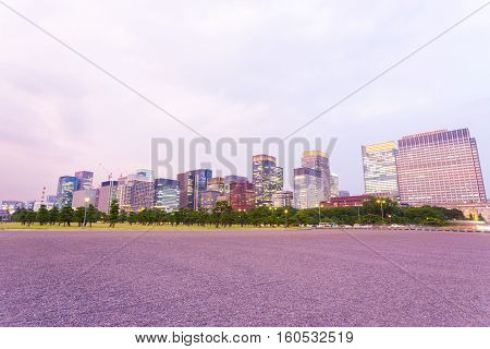 Tokyo Downtown Marunouchi City Skyline Dusk H