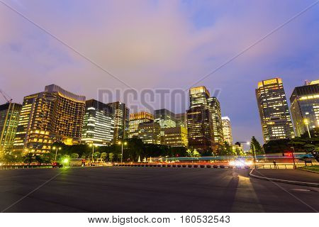 Tokyo Downtown Marunouchi Night Skyline Twilight