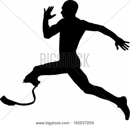 athlete disabled amputee explosive running Illustrator vector