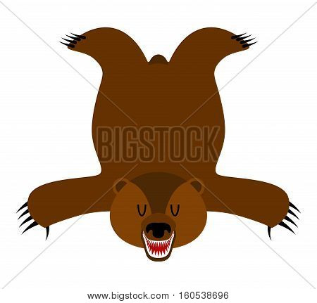 Grizzly Bearskin. Skin Of Bear Isolated. Hunter Trophy Isolated. Fur Carpet