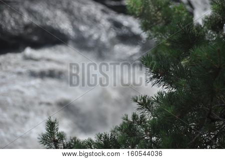 Inguri River. Georgia. Strong current and high level in the river.