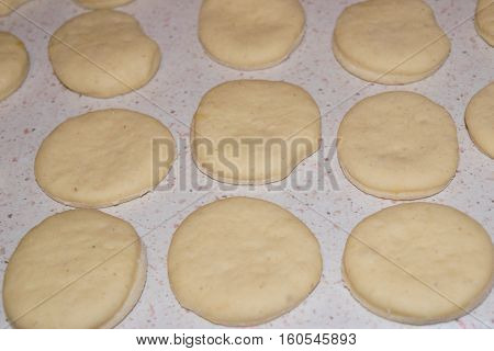 Home made donut dough prepared to be cooked - shallow DOF