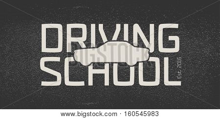 Automobile driving school vector logo sign emblem. Car auto silhouette design element. Driving lessons concept illustration insignia advertising