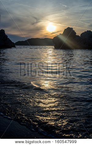 Sunset in the bay of Przno on the Adriatic