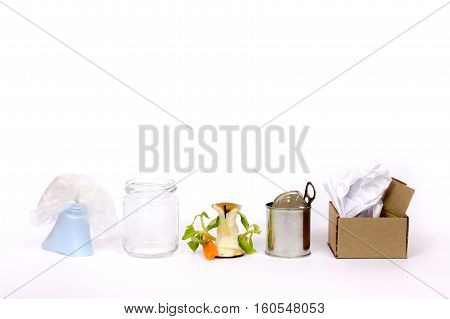 Diversified and separate harvest on white background