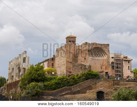 Ancient amazing ruins of Roman Forum. Rome, Italy