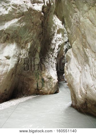 view inside of saklikent canyon gorge turkey