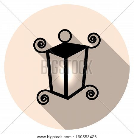 Lightning street lamp flat design circle icon