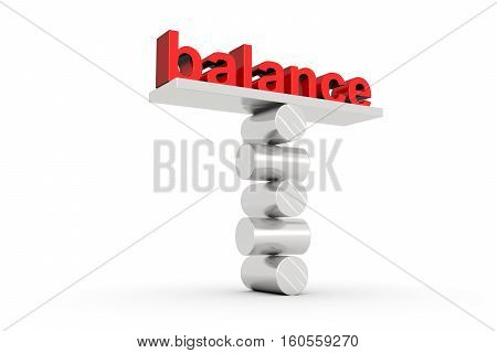 balance text concept white background 3d illustration