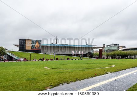 Amsterdam Netherlands - August 3 2016: Stedelijk Museum Amsterdam. It is the largest museum for modern and contemporary art and design in the Netherlands. The historic museum building has been completely renovated