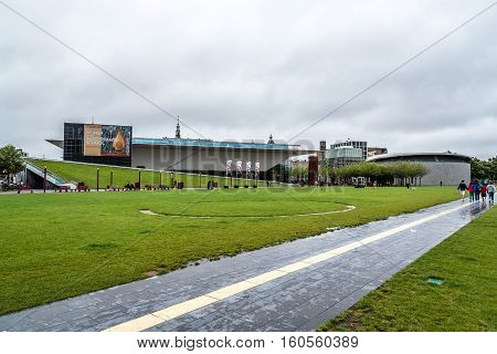 Amsterdam Netherlands - August 3 2016: Stedelijk Museum Amsterdam. It is the largest museum for modern and contemporary art and design in the Netherlands. The historic museum building has been completely renovated
