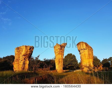 stone at MOR HIN KHAOW CHAIYAPHUM in the morning. It's Stonehenge of Thailand