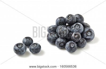 Blueberries (cyanococcus) isolated on white background organic, antioxidant, sweet, fruit