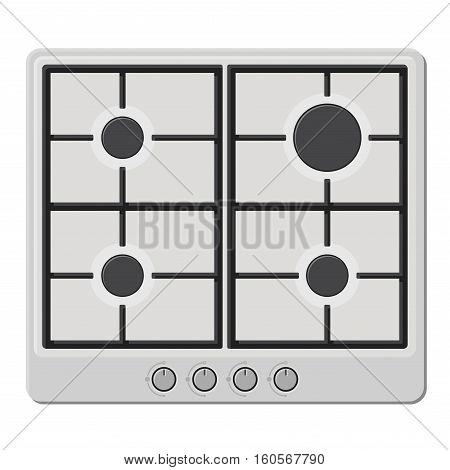 Surface of White Gas Hob Stove. Vector illustration