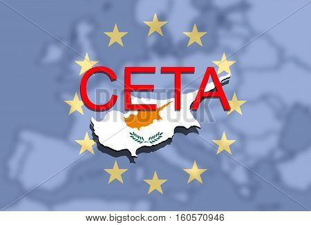 Ceta - Comprehensive Economic And Trade Agreement On Euro Union Backgound, Cyprus Map