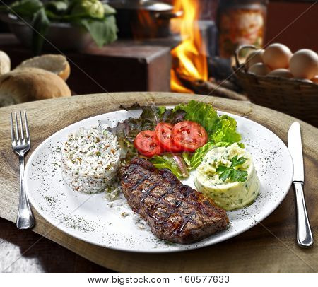 picanha potato with rice and beans drover