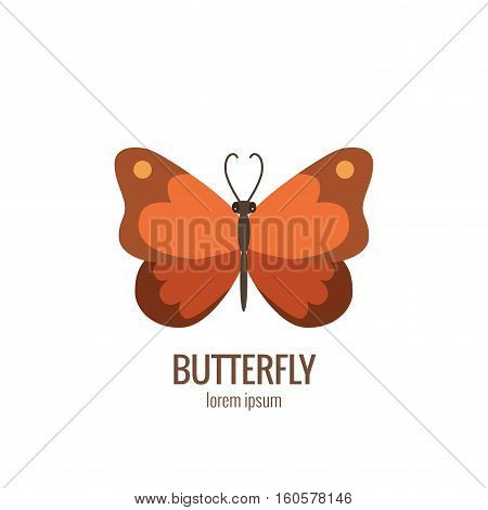Colorfu cartoon butterfly logo isolated illustration. Vector european forest  butterfly icon made in flat style.