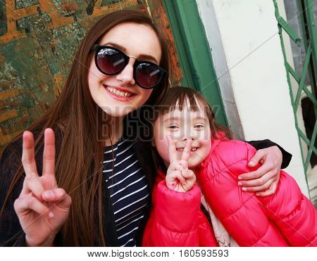 Happy family moments - special needs child with parent