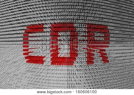 CDR in the form of binary code, 3D illustration