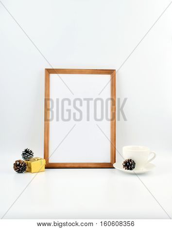 mock up objects New Year's mood on a white background with copy space front view.