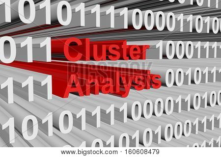 cluster analysis as a binary code 3D illustration