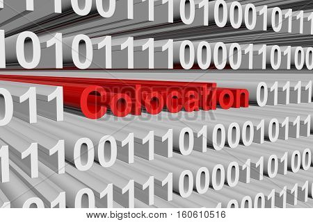 colocation in the form of binary code, 3D illustration