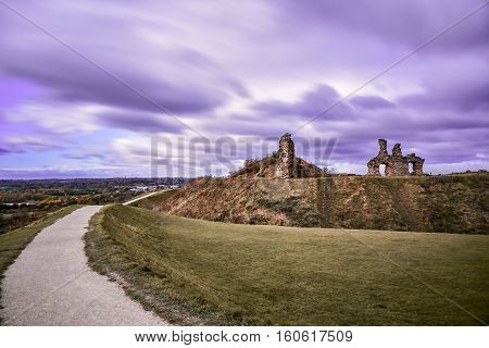 Ruin of medieval Sandal Castle in Wakefield England