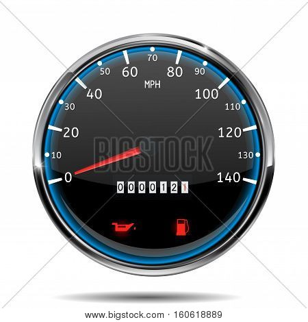 Speedometer. Miles per hour. Vector illustration isolated on white background