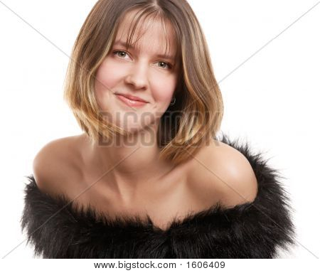 Smilende Brunette kvinde