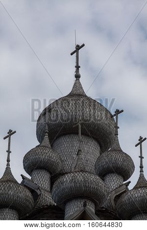 Kiji church on the cloud sky background