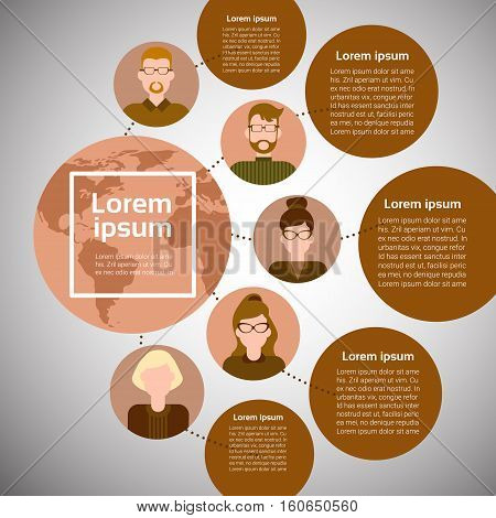Graph Set Human Resources Infographic Icon Business Network Chart Flat Vector Illustration