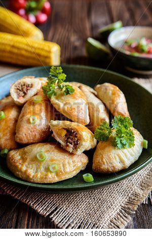 Traditional Beef Empanadas With Aji Picante Sauce