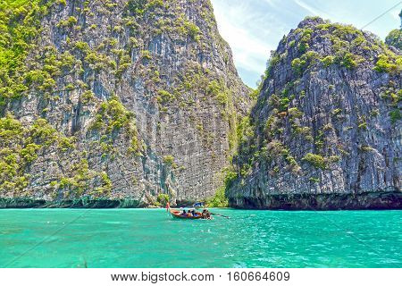 Beautiful view of Pileh Lagoon, Phi Phi Islands, THAILAND.