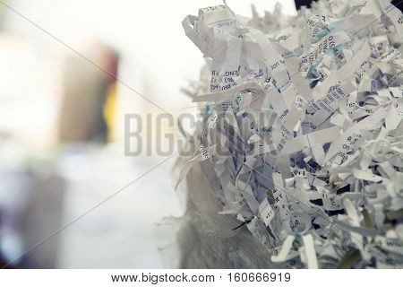 textures of shredded paper ready to be recycled