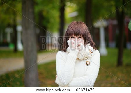 Young Beautiful Girl In Warm Sweater