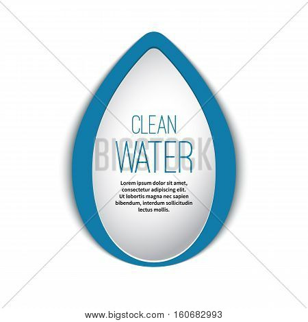 Clean water. Vector drop. Style of origami. Paper form. Logo eco ecology environmental nature.