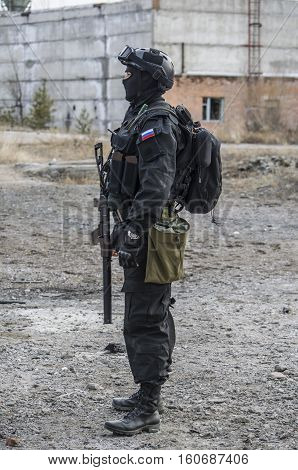 Russian Special Forces Training At A Military Training Ground.