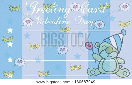 Greting card valentine with bear vector illustration