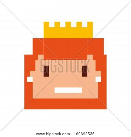 pricess girl pixelated icon vector illustration design