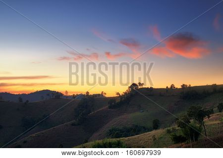 Mountain view from Doi pha phung peak in Nan province, Thailand.