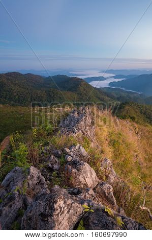 Mountain view from Doi pha phung peak in Nan province, Thailand.