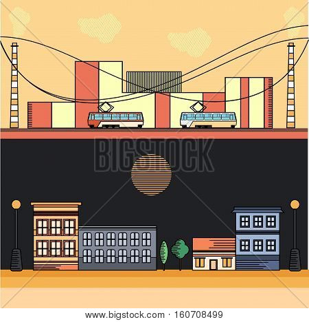 Two city factory colourful vectors that can be used in big range