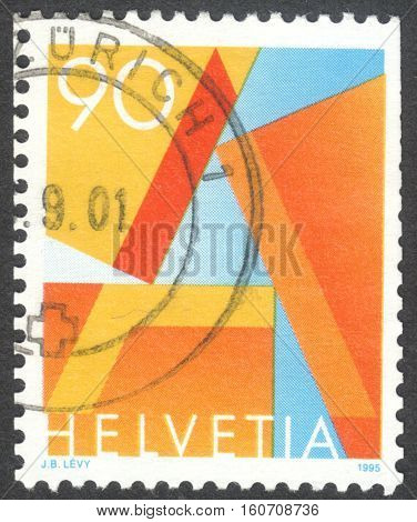 MOSCOW RUSSIA - CIRCA NOVEMBER 2016: a post stamp printed in SWITZERLAND First Class Mail circa 1995