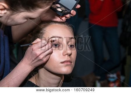 Make-up Artist Doing The Make-up For Nice Girl