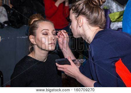 Make-up Artist Doing The Make-up For Nice Girl