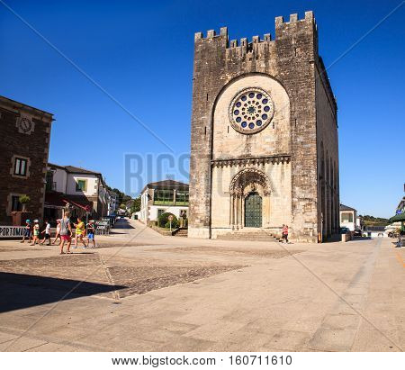 PORTOMARIN SPAIN - AUGUST 12: View of Church San Nicolas de Portomarin on August 12 2016
