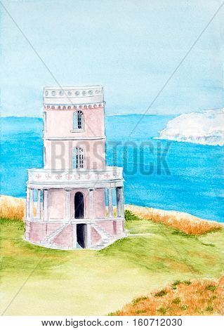 Painting of the Clavell Tower at a UNESCO world heritage site in the UK