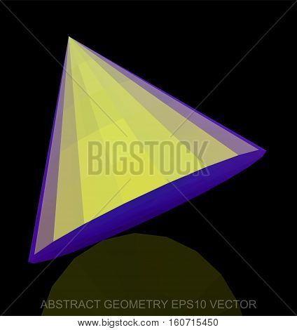 Abstract stereometry: low poly Yellow Cone. 3D polygonal object, EPS 10, vector illustration.