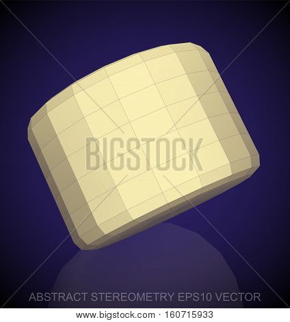 Abstract stereometry: low poly Yellow Cylinder. 3D polygonal object, EPS 10, vector illustration.